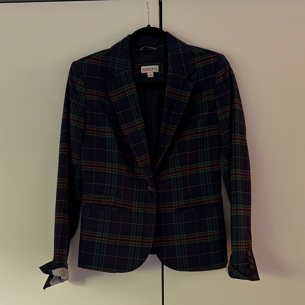 Merona Blue and Green Sport Coat Classic Tailored Blazer